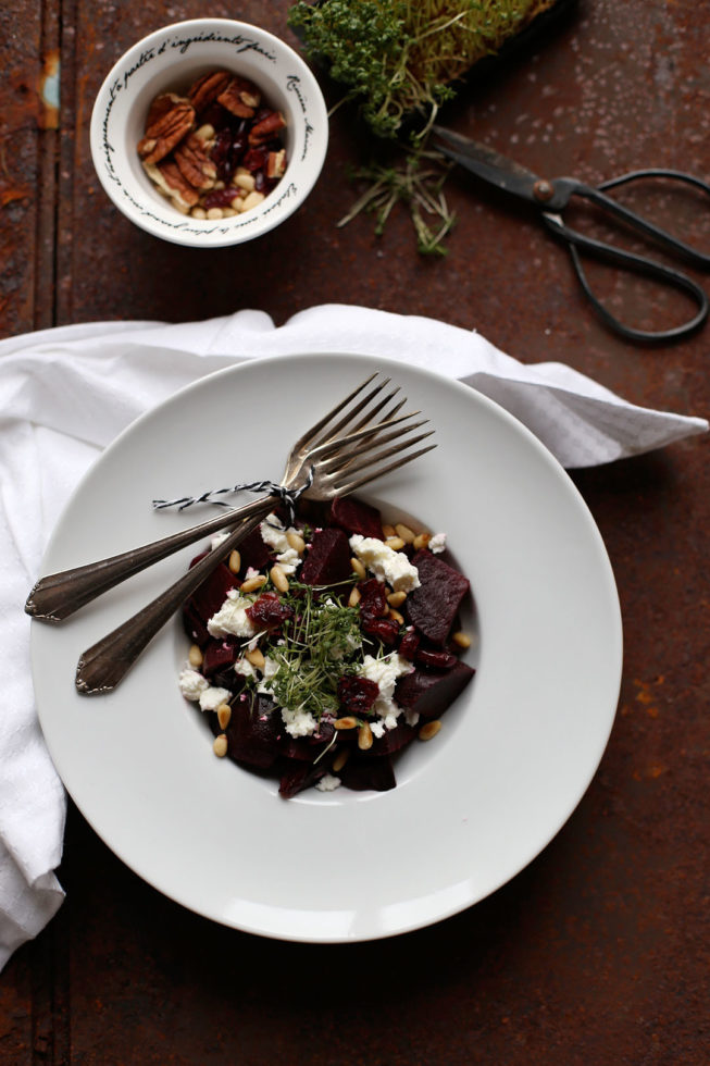 Rote Beete Salat mit Kresse und Cranberries