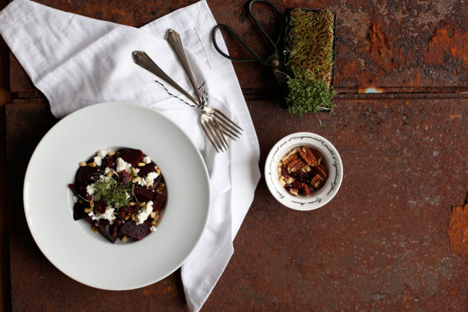 Rote Beete Salat mit Kresse und Cranberries