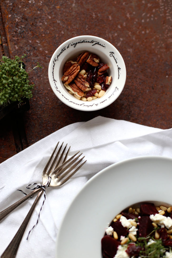 Rote Beete Salat mit Kresse und Cranberries