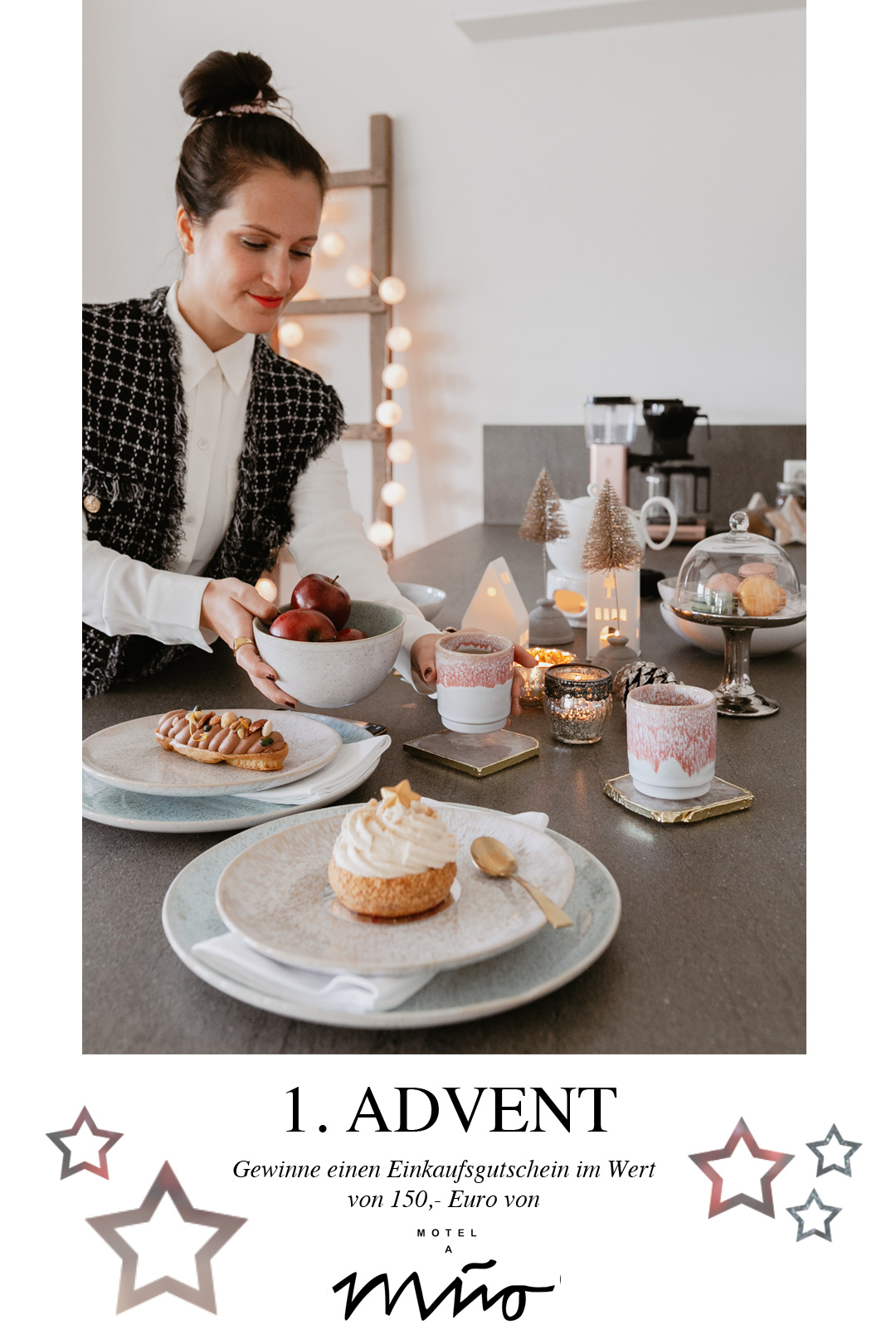 Wisst ihr, was ich in der Weihnachtszeit besonders liebe? Die beste Freundin zum Adventskaffee einladen. Meinen weihnachtlich gedeckten Tisch für das Coffee Date samt Macarons, Törtchen und dem hübschen Keramik Geschirr von Motel a Miio zeige ich euch auf www.piecesofmariposa.com. Außerdem könnt ihr auch etwas Tolles gewinnen!